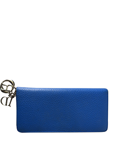 Christian Dior Diorissimo Wallet,Leather,Blue/Pink,02-LU-0114,DB,Box